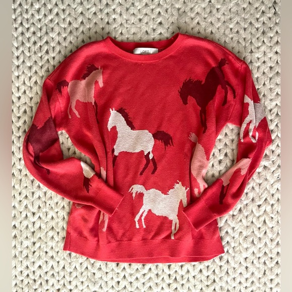 LOFT Red Horse Pattern Sweater - Picture 1 of 4